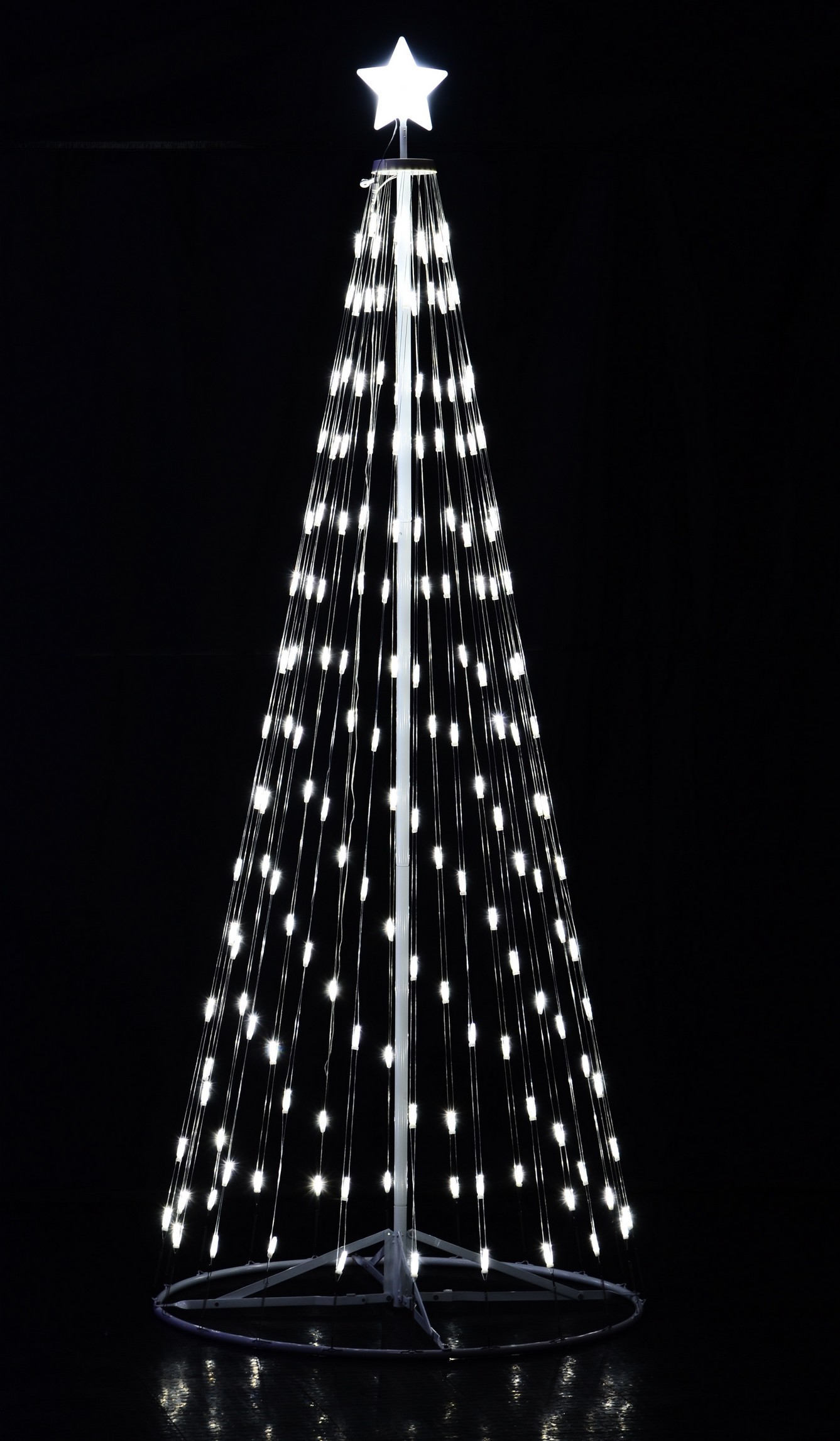 108″ 9 ft Outdoor White LED Cone Tree w/Collapsible base ...
